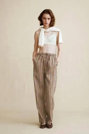 Zara Брюки из льняной смеси в полоску, созданные CARAMEL LONDON X ZARA