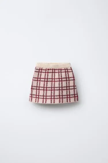 Zara Трикотажная юбка в клетку купить с доставкой.