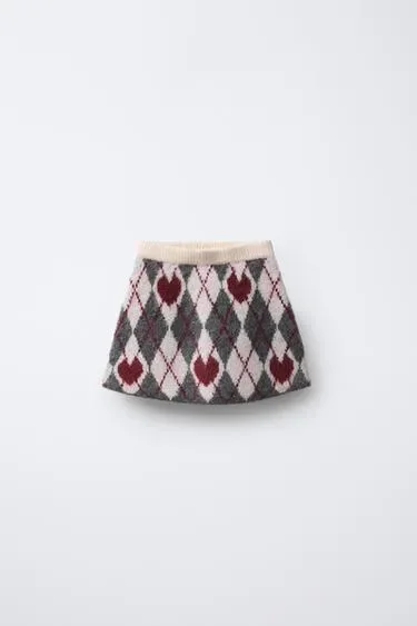 Zara Трикотажная юбка с ромбами и сердцами