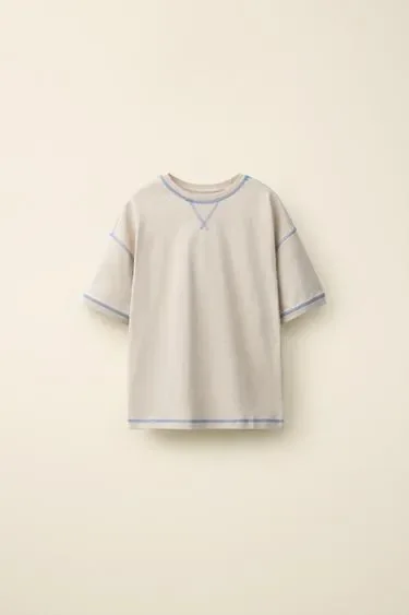 Zara Футболка с контрастной отстрочкой CARAMEL LONDON X ZARA