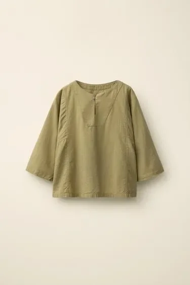 Zara Рубашка с воротником-стойкой из коллекции CARAMEL LONDON X ZARA
