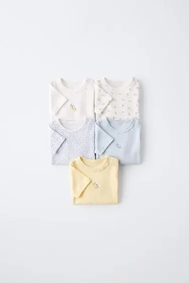 Zara Набор из пяти боди с короткими рукавами и лимонами купить с доставкой.