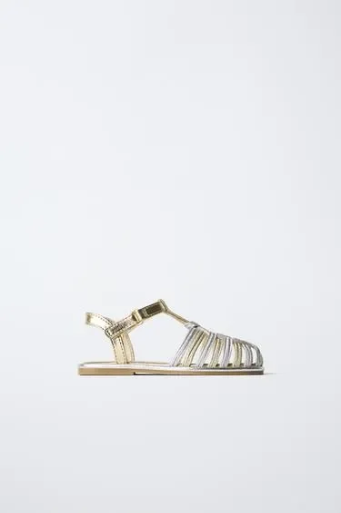Zara Металлизированные босоножки