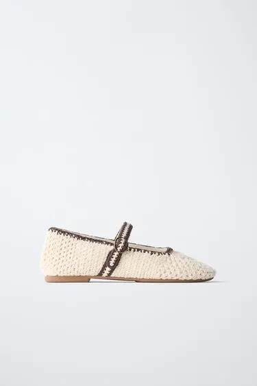 Zara Балетки с вязаной отделкой купить с доставкой.