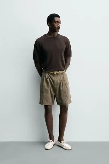 Zara Футболка из хлопка и льна