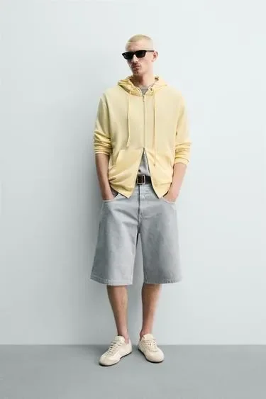 Zara Джинсовые шорты с эффектом многослойности на поясе