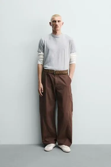 Zara Брюки карго баллон с швами купить с доставкой.
