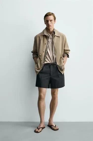 Zara Легкая парка из вискозы и льна