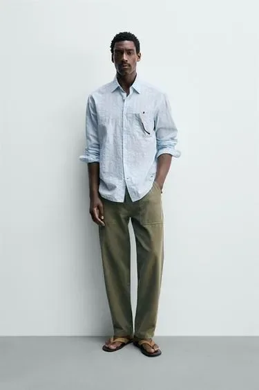 Zara Рубашка классического кроя в полоску