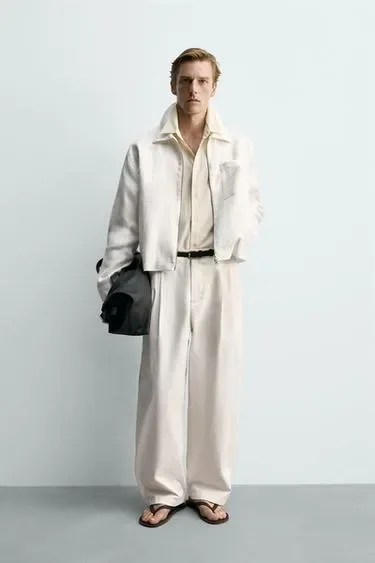 Zara Куртка из 100% льна на молнии купить с доставкой.