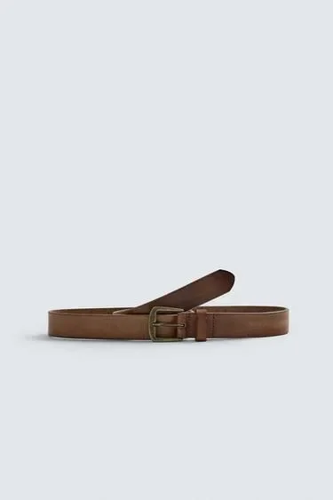 Zara Кожаный ремень в винтажном стиле купить с доставкой.