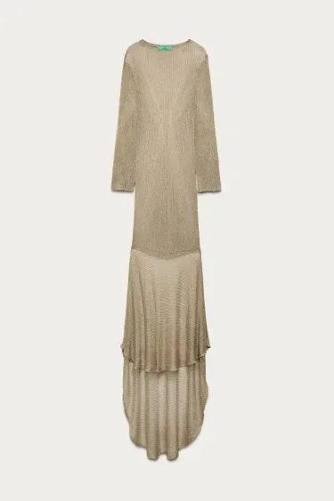 Zara Длинное трикотажное платье с металлической нитью MARISA BERENSON X ZARA