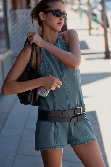 Zara Джинсовый комбинезон халтер TRF