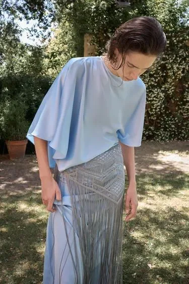 Zara Многофункциональный платок кроше с бахромой купить с доставкой.