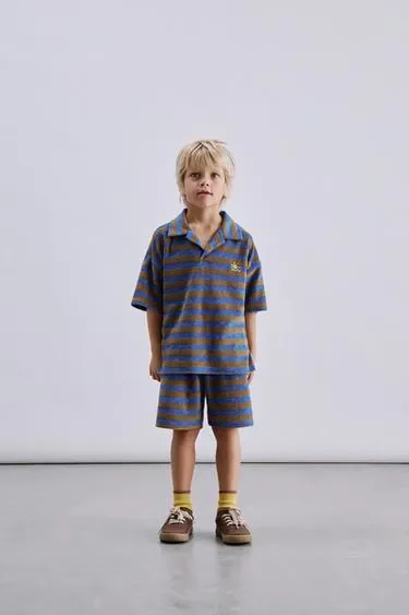 Zara Комплект поло и шорты в полоску из махровой ткани