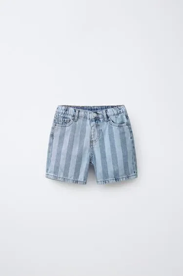 Zara Джинсовые шорты в полоску
