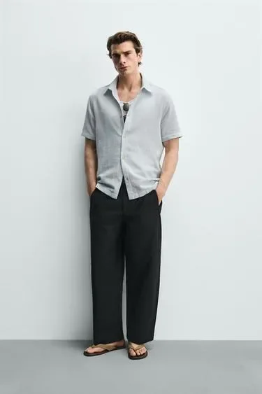 Zara Рубашка классического кроя из рельефной ткани купить с доставкой.