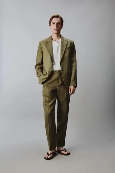 Zara Блейзер классического кроя из 100% льна