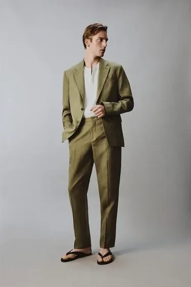 Zara Костюмные брюки классического кроя из 100% льна купить с доставкой.
