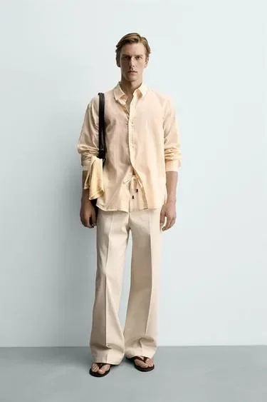 Zara Брюки прямого кроя в елочку купить с доставкой.