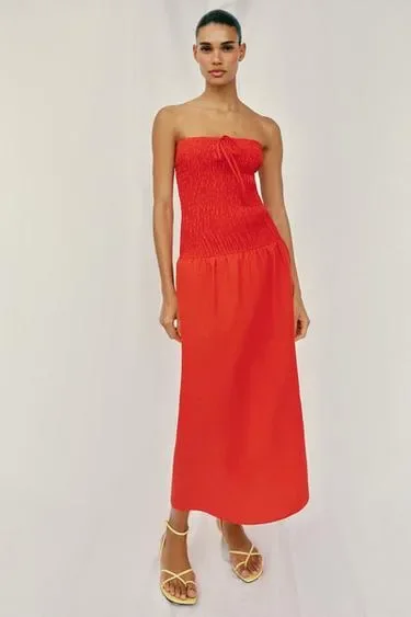 Zara Платье миди с эластичным лифом