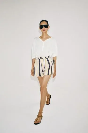 Zara Шорты в полоску со складками — коллекция ZARA «ZW» купить с доставкой.