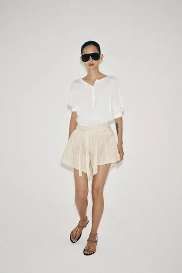 Zara Шорты в полоску со складками — коллекция ZARA «ZW» купить с доставкой.