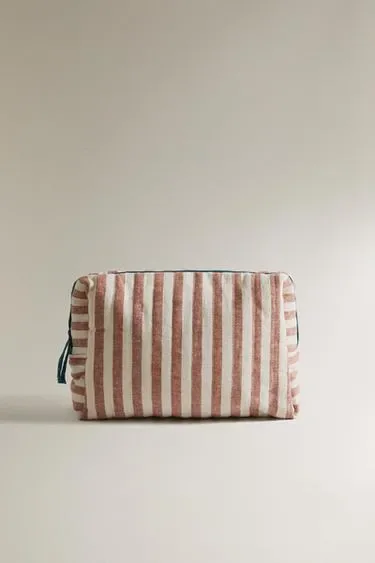 Zara Детская полосатая косметичка из льна и хлопка
