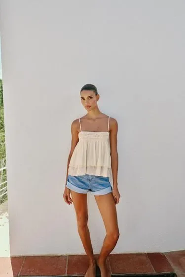 Zara Романтичный топ на бретелях