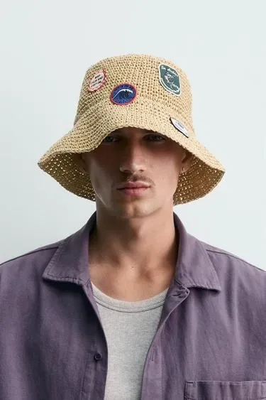 Zara Панама из кружева кроше с нашивками