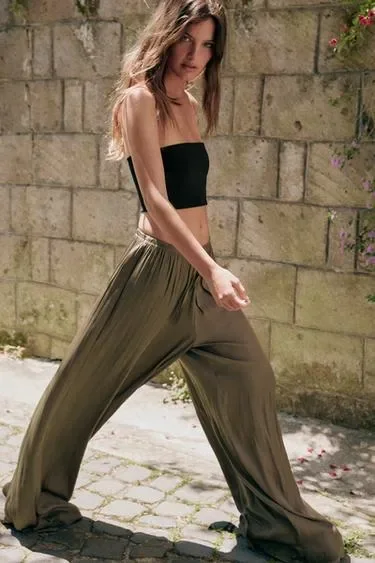 Zara Свободные брюки палаццо купить с доставкой.