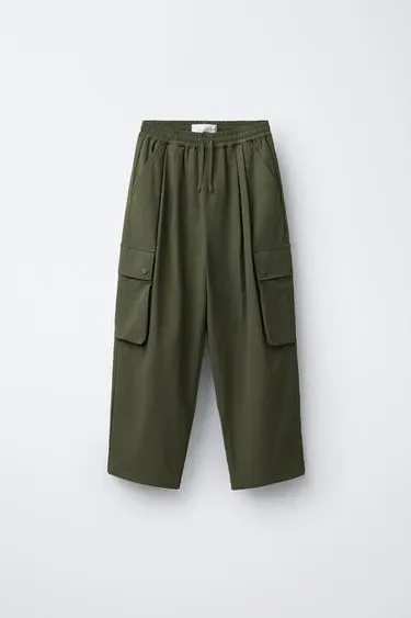 Zara Нейлоновые брюки карго купить с доставкой.