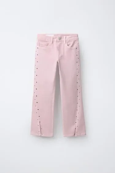 Zara Джинсы  с заклепками и разрезами