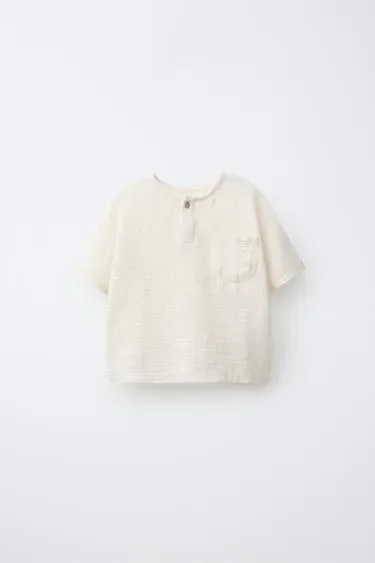 Zara Комбинированная футболка с карманом