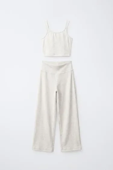Zara Комплект из топа в рубчик и прямых брюк