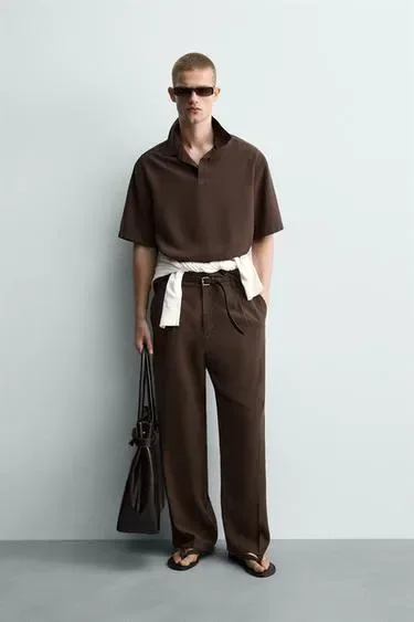 Zara Поло  из струящейся ткани купить с доставкой.