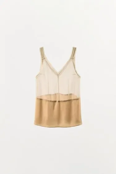 Zara Топ из 100% шелка на бретелях купить с доставкой.