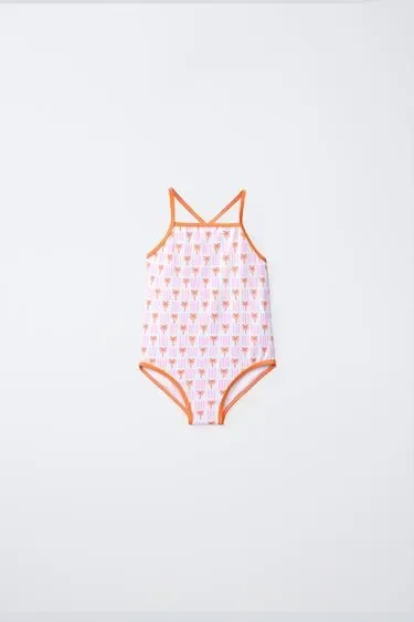 Zara 1-6 лет/ купальник с принтом «пальмы»