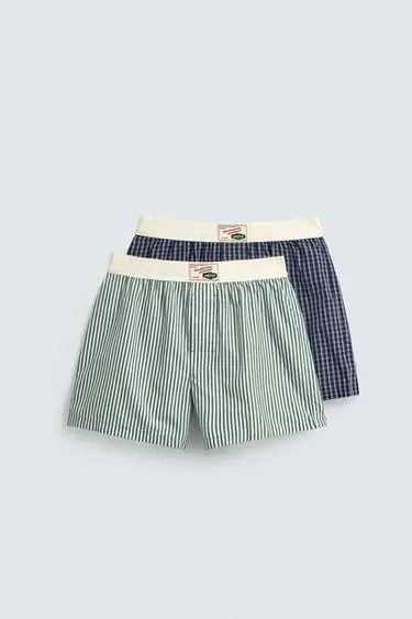 Zara Набор из двух трусов-боксеров из поплина в контрастную полоску купить с доставкой.