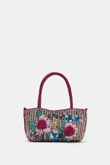 Zara Мини-сумка с бисером купить с доставкой.