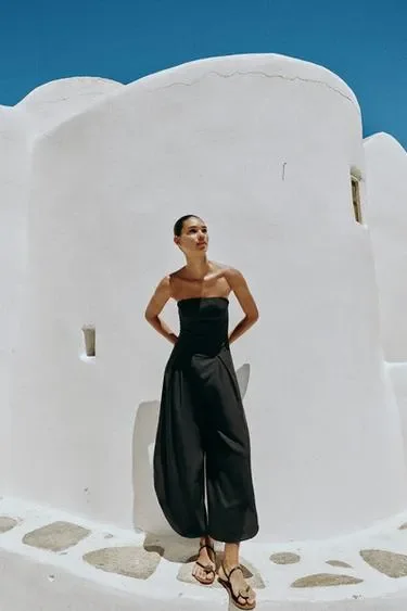 Zara Комбинезон миди с открытыми плечами
