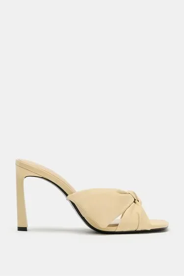 Zara Кожаные босоножки на каблуке с бантом купить с доставкой.