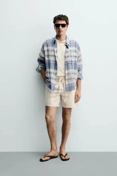 Zara Шорты  из хлопка и льна