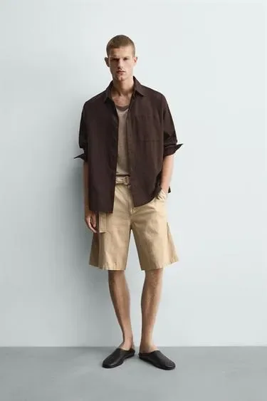 Zara Шорты  с ремнем купить с доставкой.