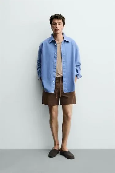 Zara Шорты из хлопка и льна купить с доставкой.