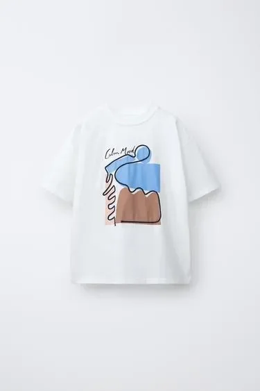 Zara Футболка с вышивкой и шнурком