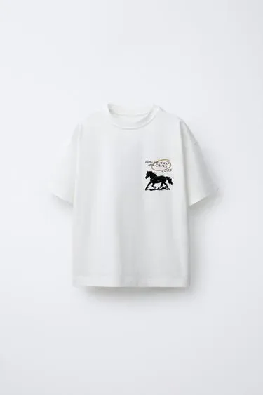 Zara Футболка с рельефным принтом «лошадь»