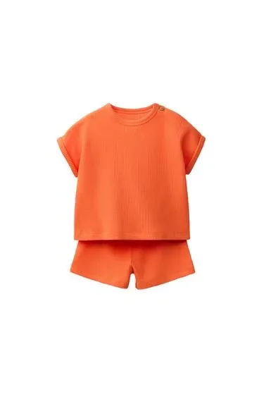 Zara Комплект из футболки и шортов вафельной вязки купить с доставкой.