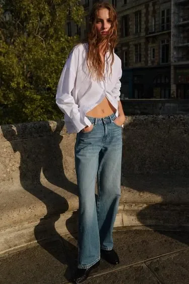 Zara Джинсы Z.03 REGULAR FIT с высокой талией макси длины купить с доставкой.