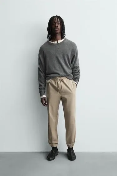 Брюки slim fit с поясом-джоггер
